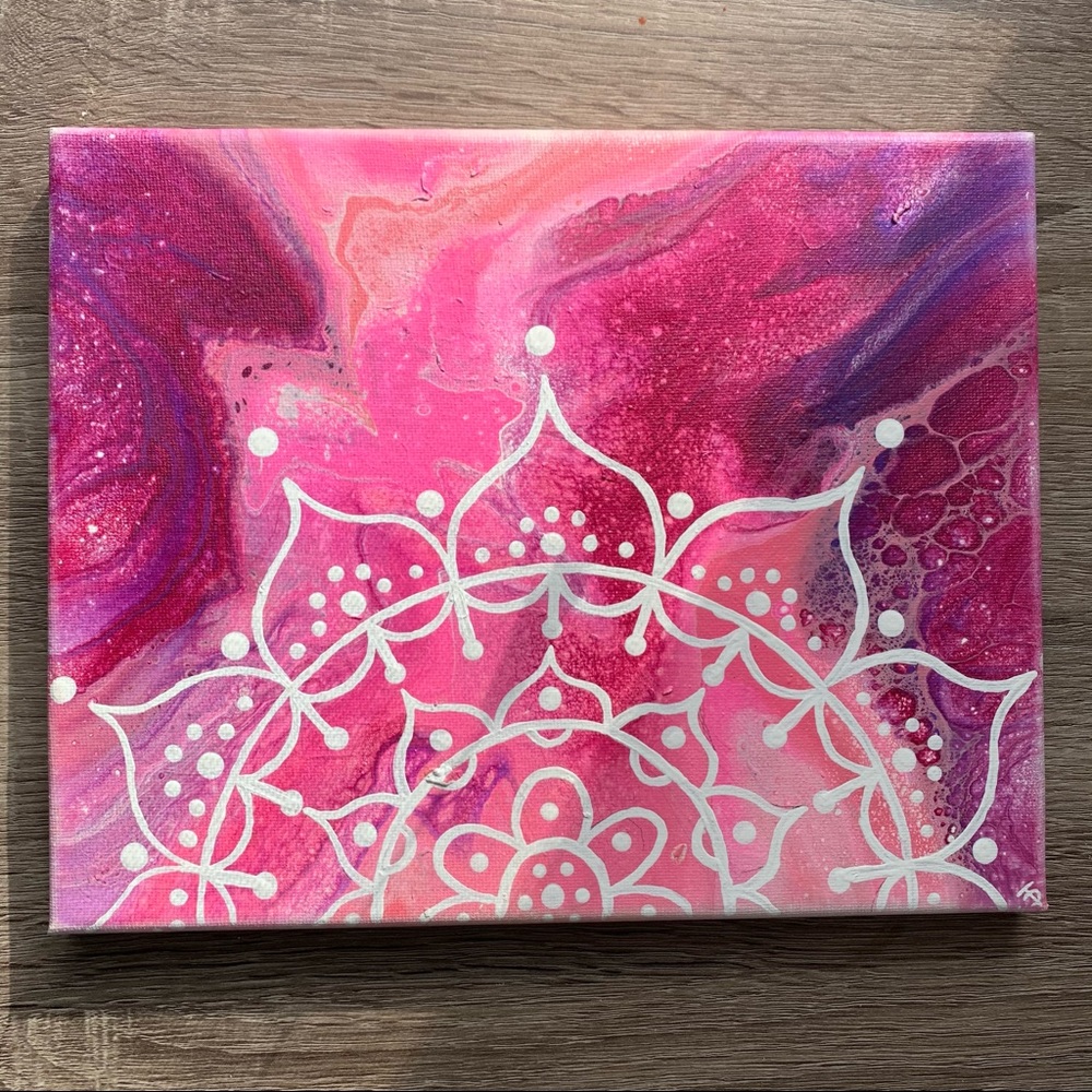 Pink & purple Mandala canvas painting